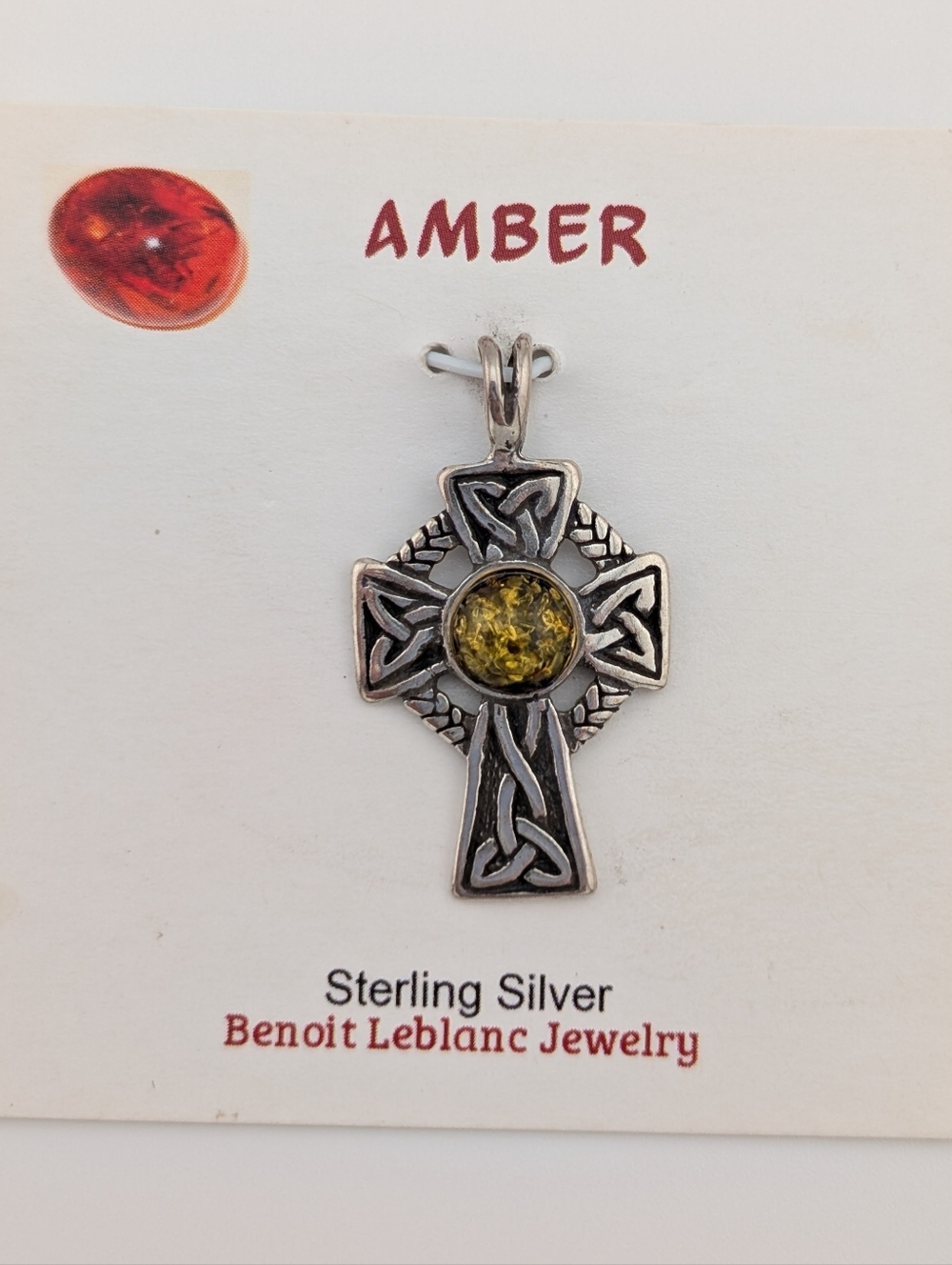 NWT Amber Sterling Silver 925 Celtic Cross - Simple Classic Everyday Jewelry